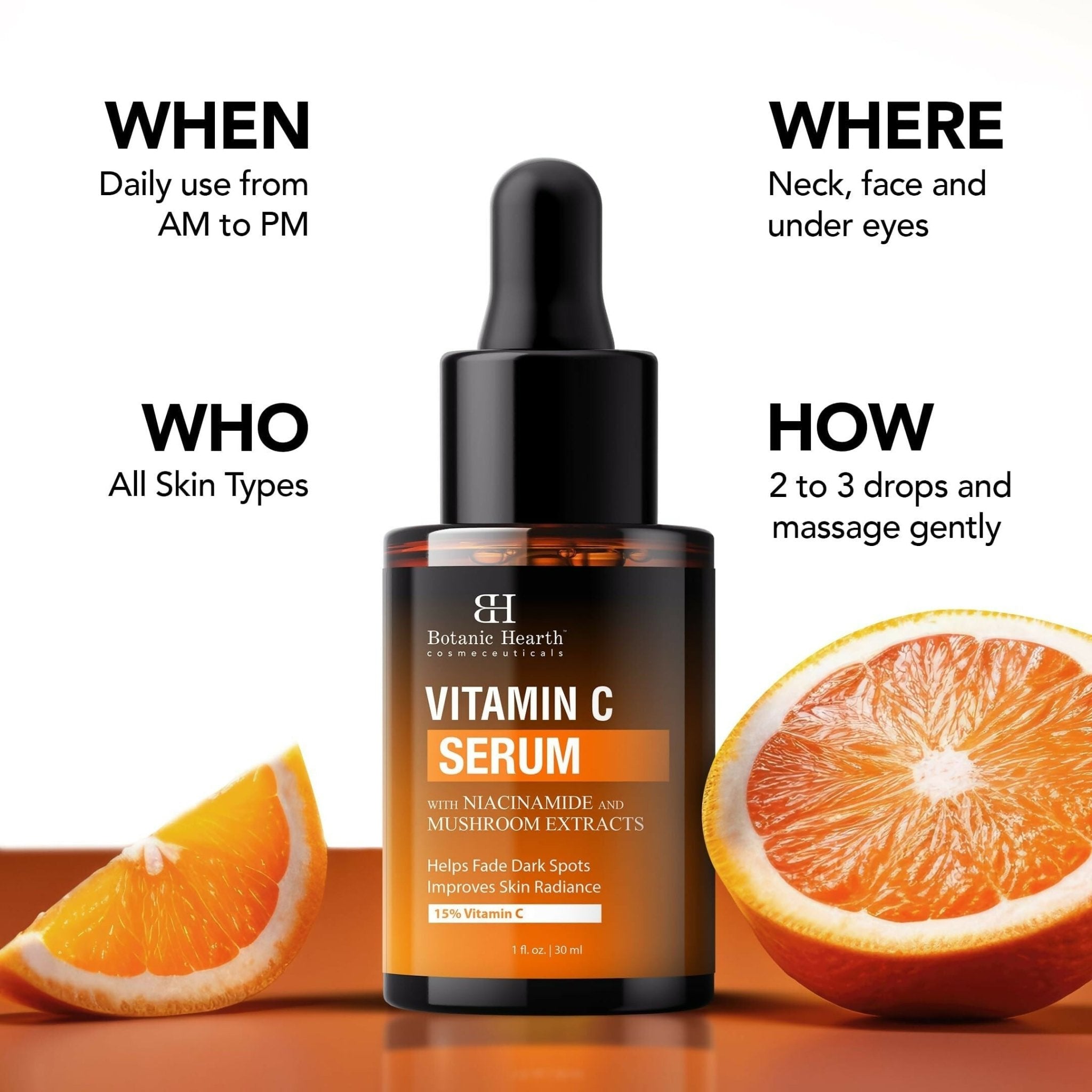 Botanic Hearth 15% Vitamin C Face Serum Targets Dark Spots, Sun Damage, Wrinkles to Brighten & Even Tone Skin - Vamzn#
