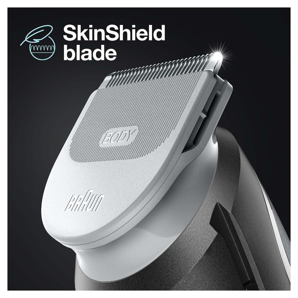 Braun Body Groomer 3 for Men from Gillette, BG3340, Manscaping Tool, SkinShield Technology, Sensitive Comb, Lifetime Sharp Metal Blade, Body Groomer for Men, Gray/Black - Vamzn#