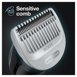 Braun Body Groomer 3 for Men from Gillette, BG3340, Manscaping Tool, SkinShield Technology, Sensitive Comb, Lifetime Sharp Metal Blade, Body Groomer for Men, Gray/Black - Vamzn#