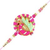 Bright Peacock Zardosi Rakhi & Kaju Katli Box - Vamzn#