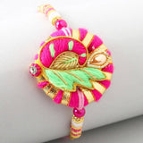 Bright Peacock Zardosi Rakhi & Kaju Katli Box - Vamzn#