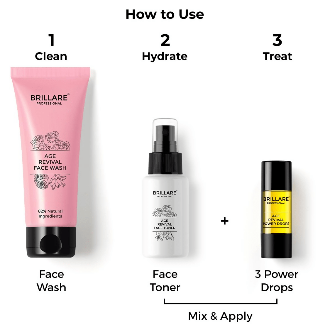 Brillare Age Revival Natural Face Wash Toner and Face Serum Combo - Vamzn#