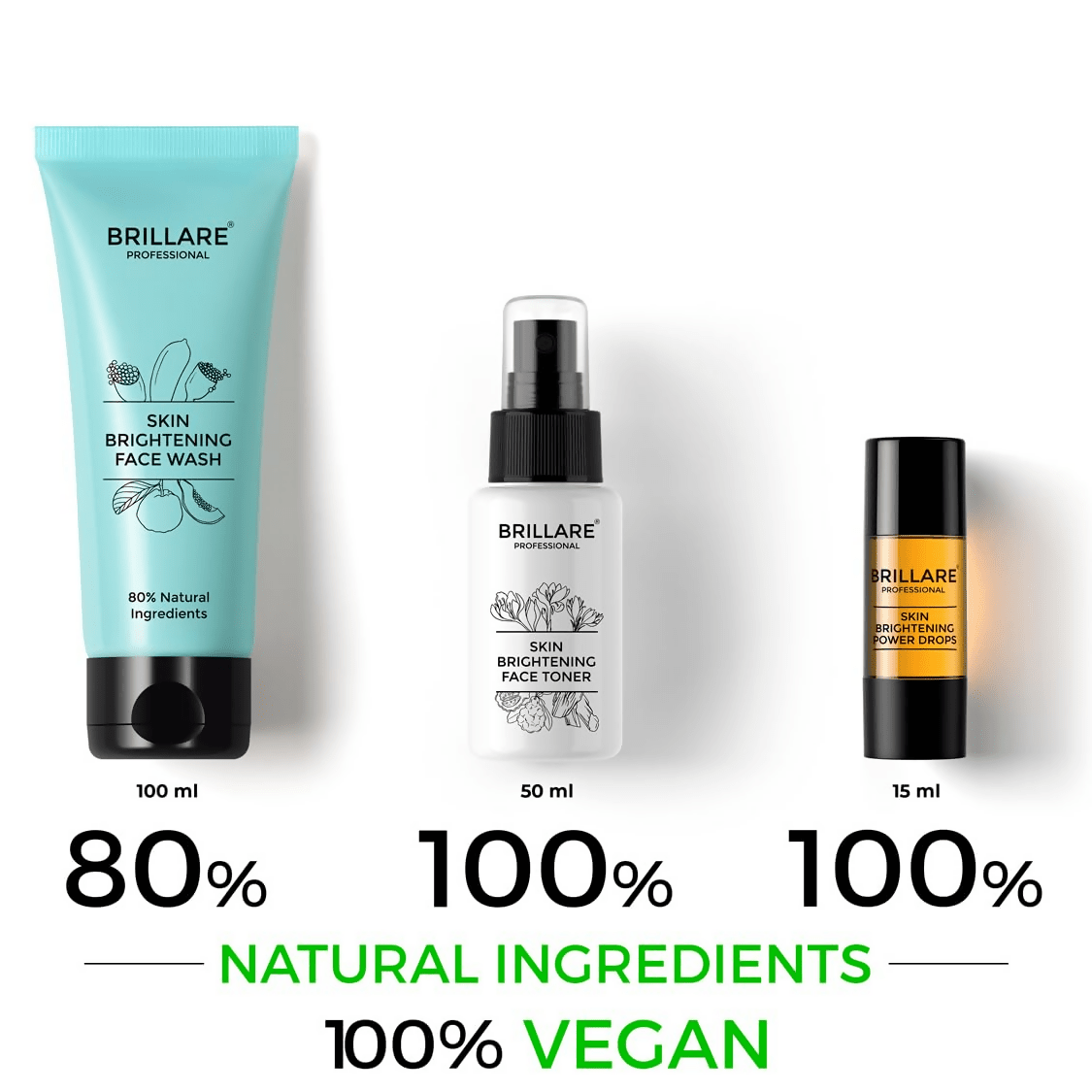 Brillare Skin Brightening Natural Face Wash Toner and Face Serum Combo - Vamzn#