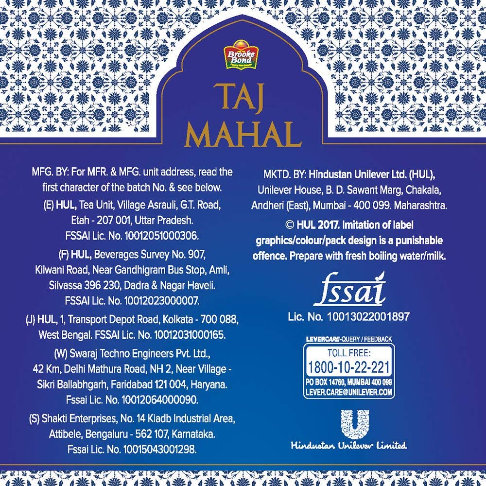 Brooke Bond Taj Mahal Tea - India's Premium Chai, Rich & Flavourful Tea - Vamzn#