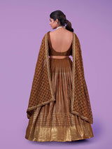 Brown Georgette Embroidered Designer Lehenga - Vamzn#