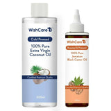 Wishcare 100% Pure Cold Pressed Extra-Virgin Coconut Oil & Jamaican Black Castor Oil