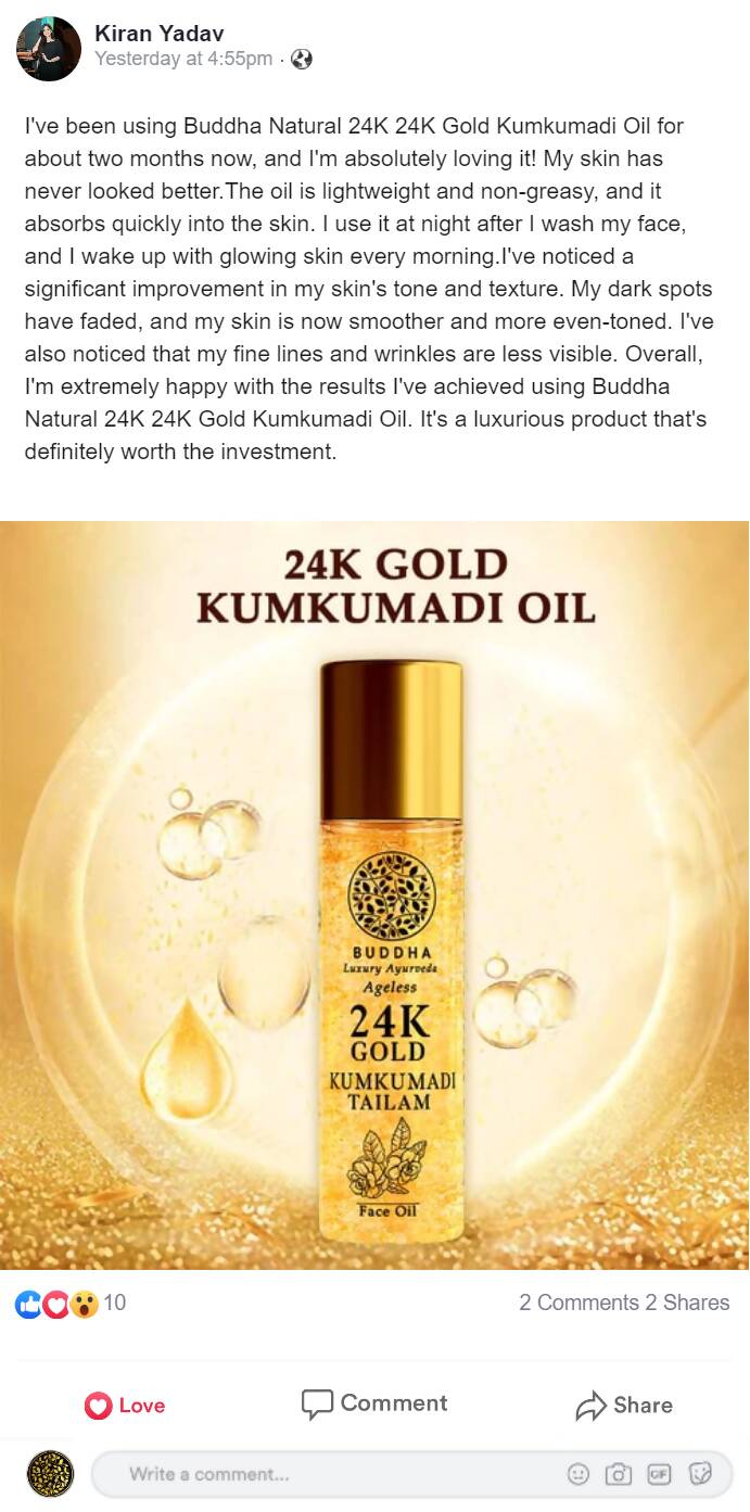 Buddha Natural 24k Gold Kumkumadi Oil - Vamzn#
