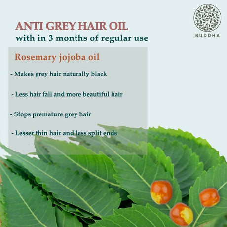 Buddha Natural Anti Grey Hair Oil For Anti Greying and Natural Hair Color - Vamzn#