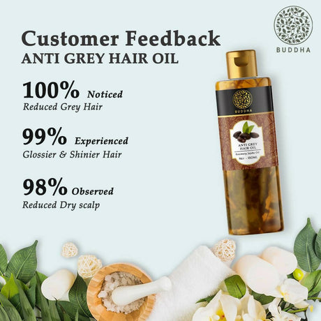 Buddha Natural Anti Grey Hair Oil For Anti Greying and Natural Hair Color - Vamzn#