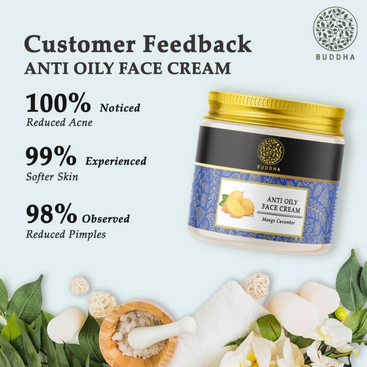 Buddha Natural Anti Oily Face Cream - For Clear and Radiant Oil Free Skin - Vamzn#