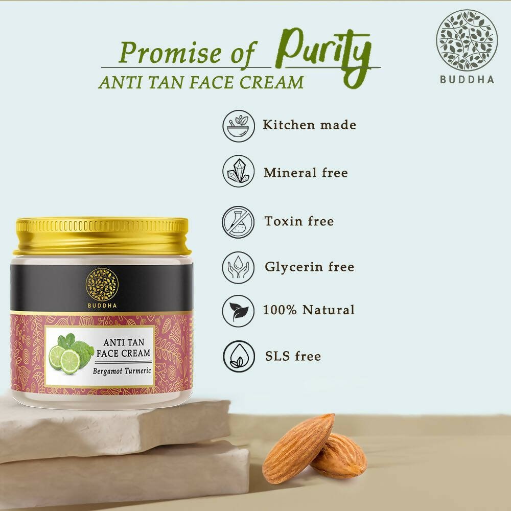 Buddha Natural Anti Tan Face Cream - For Skin Glow, Removing Tan & Dark Spots - Vamzn#