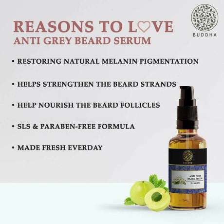 Buddha Natural Grey Beard Hair Oil Serum - Vamzn#