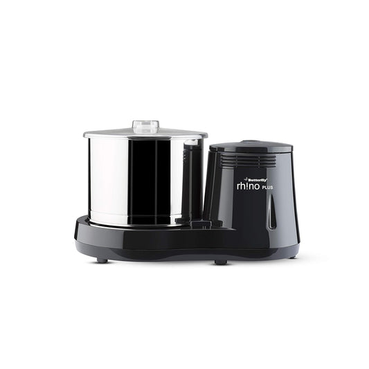 Butterfly Rhino Plus 2 Litres Table - Top Wet Grinder | 150 Watts | Shockproof ABS Body | Coconut Scrapper Attachment | Dough Kneader | Stainless Steel Drum | 2 Years Manufacturer's Warranty | Grey - Vamzn#