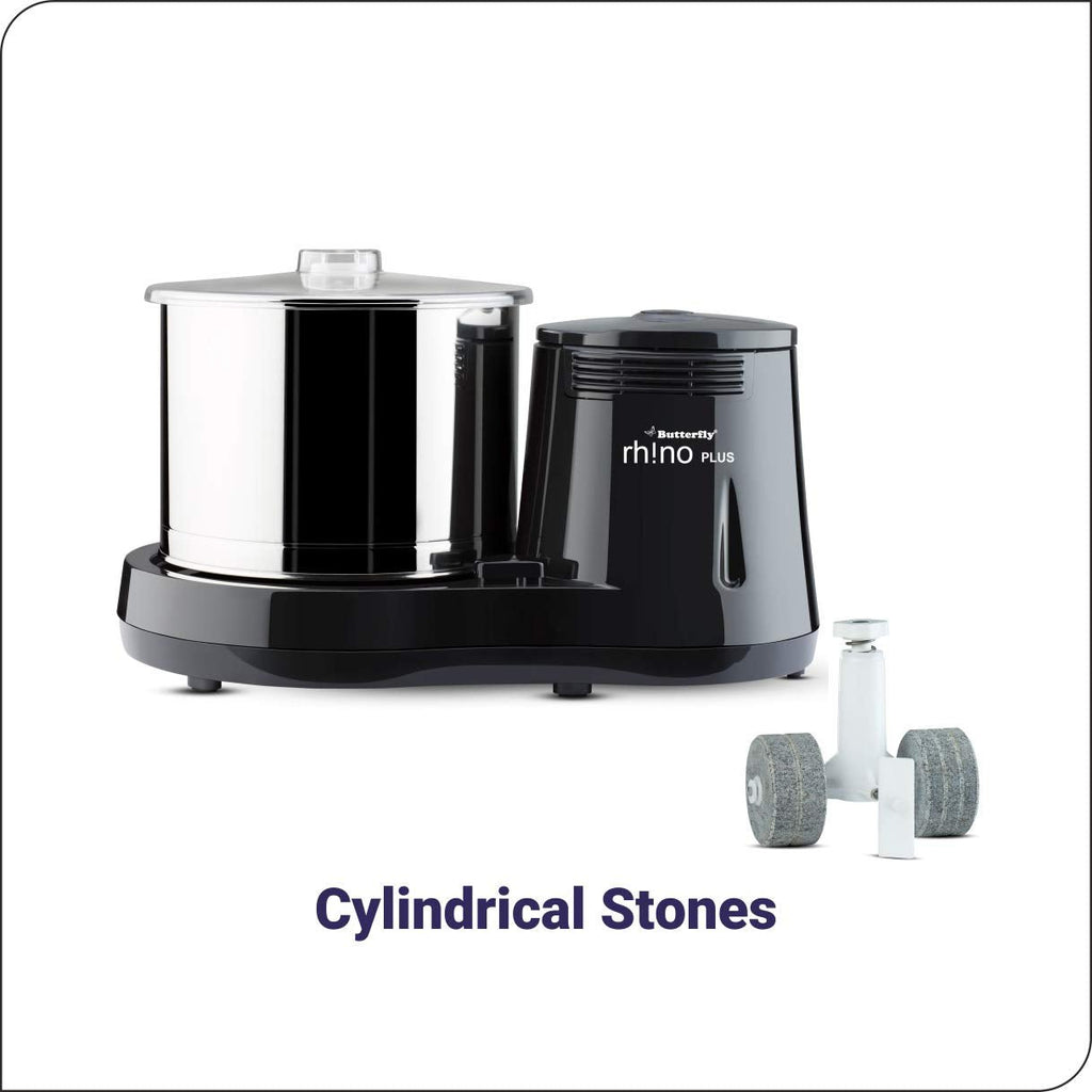 Butterfly Rhino Plus 2 Litres Table - Top Wet Grinder | 150 Watts | Shockproof ABS Body | Coconut Scrapper Attachment | Dough Kneader | Stainless Steel Drum | 2 Years Manufacturer's Warranty | Grey - Vamzn#