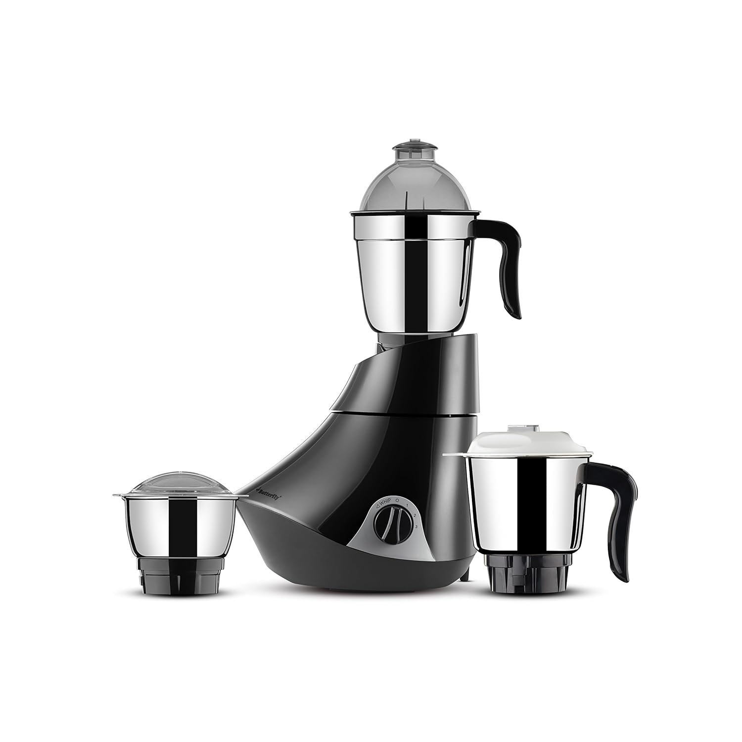 Butterfly Smart 750 Watts Mixer Grinder with 4 Jars | 3 Stainless Steel Multipurpose Jars & 1 Juicer Jar | ABS Body | Heavy Duty Motor | 2 Years Manufacturer's Warranty | Grey - Vamzn#