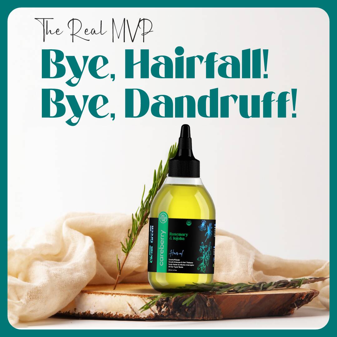 Careberry 100% Organic Rosemary & Jojoba Anti Dandruff Hair Oil - Vamzn#