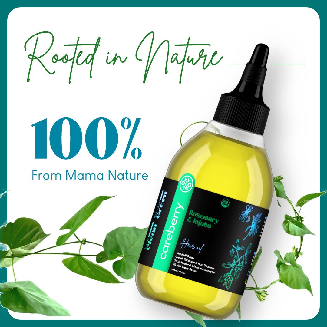 Careberry 100% Organic Rosemary & Jojoba Anti Dandruff Hair Oil - Vamzn#