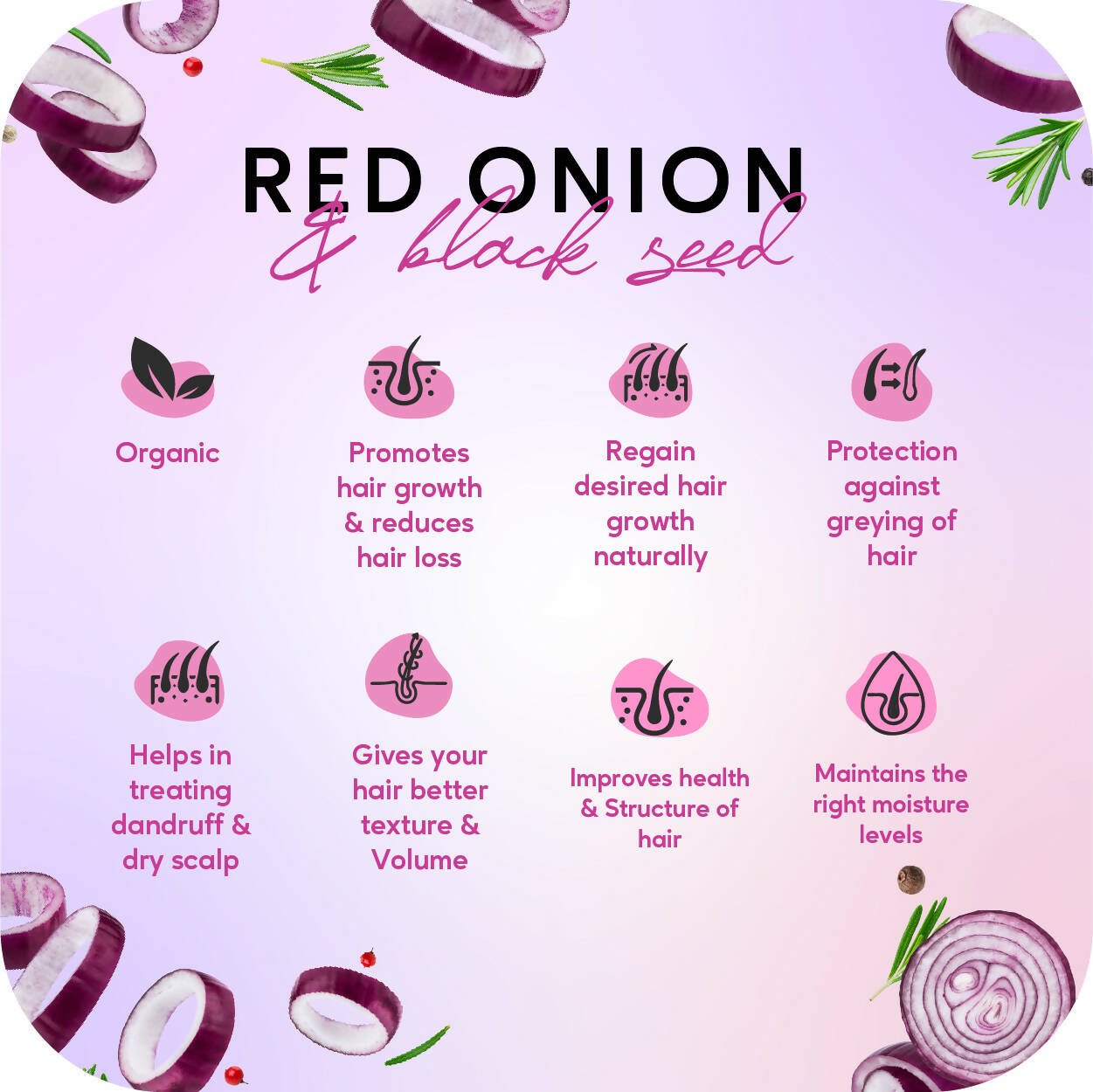 Careberry Organic Red Onion & Black Seed Oil Ultimate Anti Hair Fall Shampoo + Conditioner + Hair Oil - Vamzn#