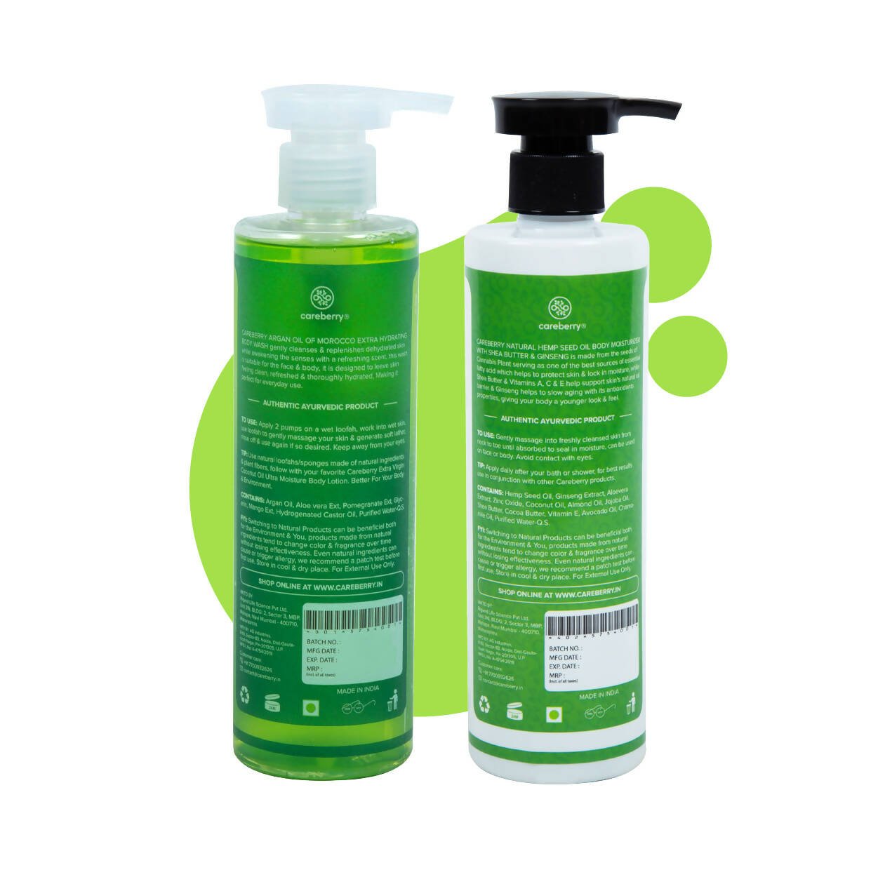 Careberry Organic Tea Tree & Eucalyptus Oil Shower Gel And Tea Tree Oil & Shea Butter Body Lotion - Vamzn#