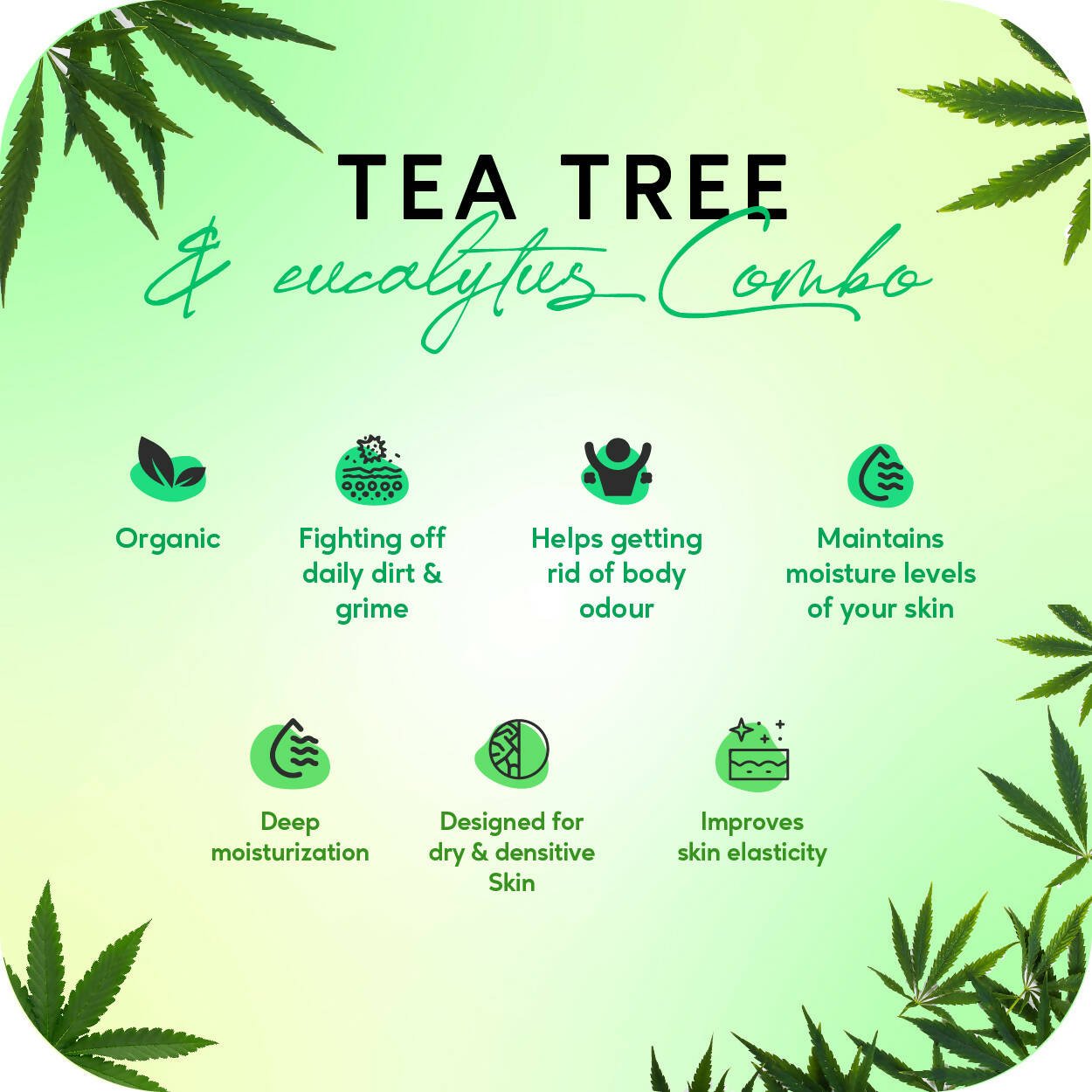 Careberry Organic Tea Tree & Eucalyptus Oil Shower Gel And Tea Tree Oil & Shea Butter Body Lotion - Vamzn#