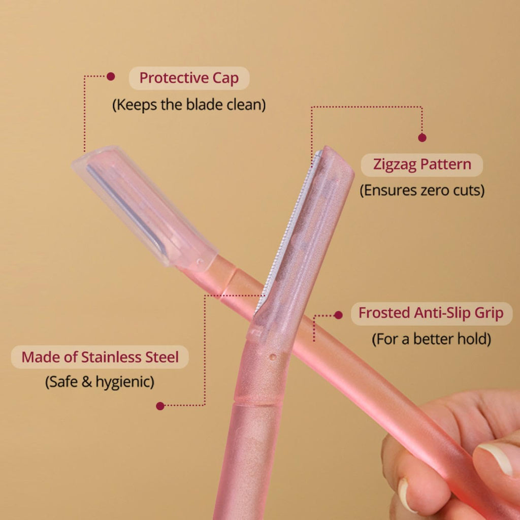 Carmesi Reusable Face Razor for Women Facial Hair - 3 Razors | Instant & Painless Hair Removal | For Eyebrows, Upper Lip, Forehead, Peach Fuzz, Chin and Sideburns | Dermaplaning Tool - Vamzn#