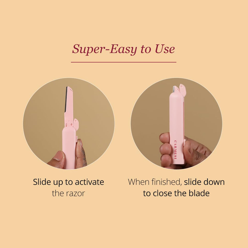 Carmesi Reusable Face Razor for Women Facial Hair - 3 Razors | Instant & Painless Hair Removal | For Eyebrows, Upper Lip, Forehead, Peach Fuzz, Chin and Sideburns | Dermaplaning Tool - Vamzn#