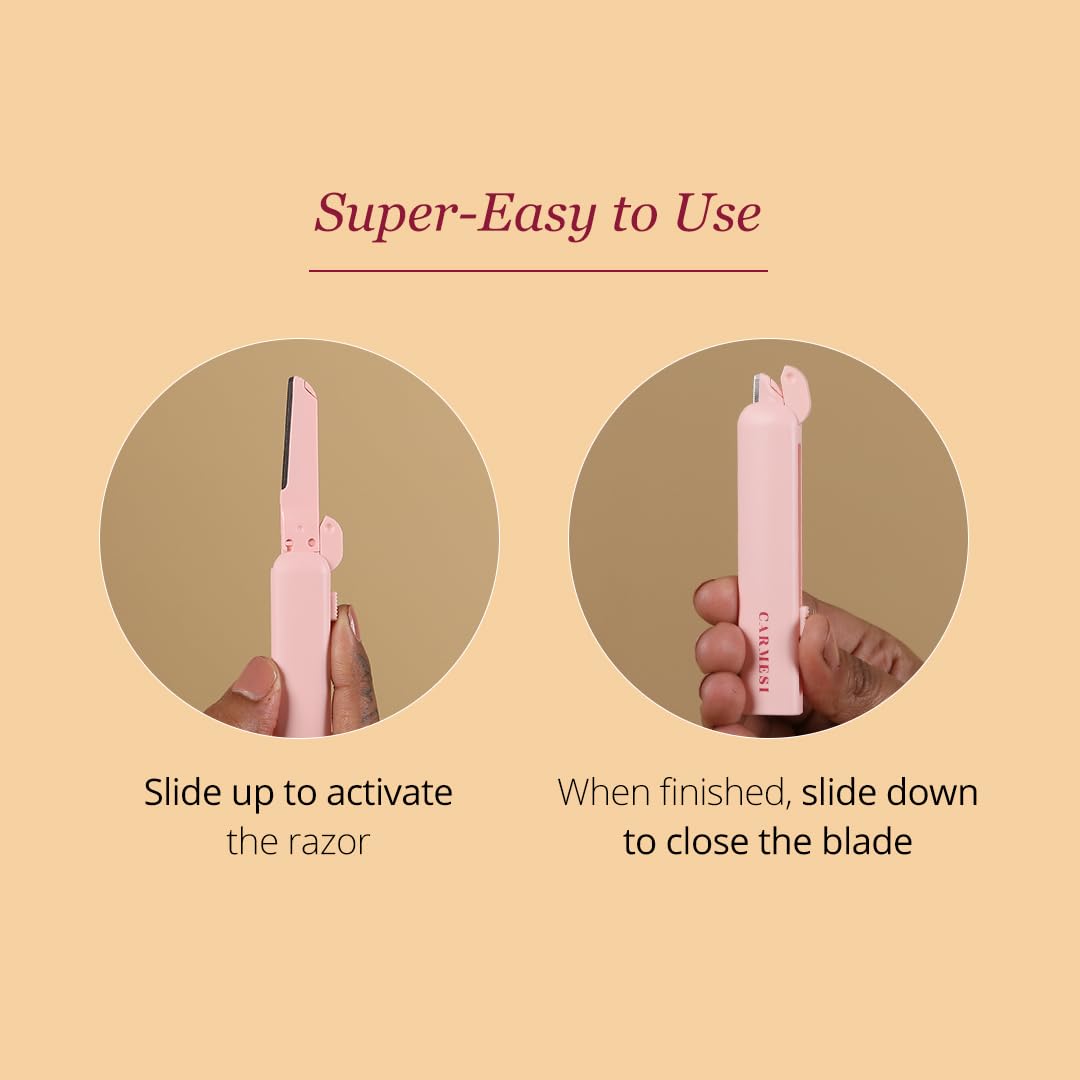 Carmesi Reusable Face Razor for Women Facial Hair - 3 Razors | Instant & Painless Hair Removal | For Eyebrows, Upper Lip, Forehead, Peach Fuzz, Chin and Sideburns | Dermaplaning Tool - Vamzn#