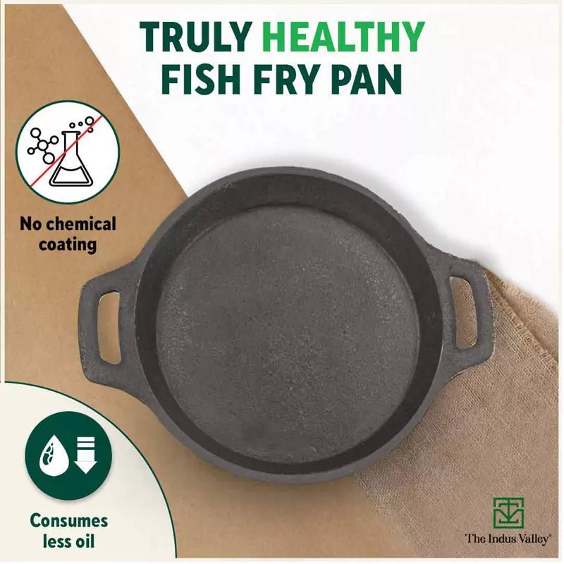 CASTrong Cast Iron Fish Fry Pan, Pre - seasoned, Nonstick, 100% Pure, Toxin - free, Induction, 22.4/25cm, 1.5kg/2kg - Vamzn#