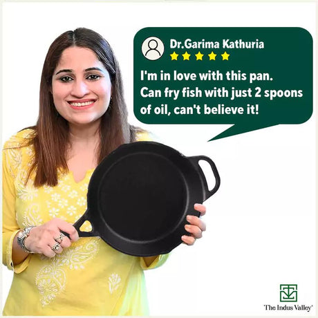CASTrong Cast Iron Fry Pan/Skillet + Free ₹110 Spatula, Pre - seasoned, Nonstick, 100% Pure, Toxin - free, Induction, 25.4cm, 1.7L, 2.3kg - Vamzn#