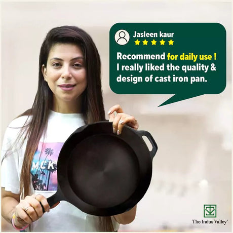 CASTrong Cast Iron Fry Pan/Skillet, Glass Lid, Pre - seasoned, Natural Nonstick, 100% Pure, Induction, 20.3cm, 0.9L, 2.3kg - Vamzn#