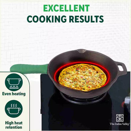CASTrong Cast Iron Fry Pan/Skillet, Glass Lid, Pre - seasoned, Natural Nonstick, 100% Pure, Induction, 20.3cm, 0.9L, 2.3kg - Vamzn#