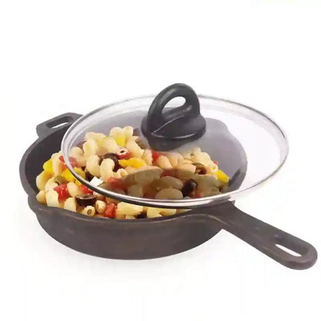 CASTrong Cast Iron Fry Pan/Skillet, Glass Lid, Pre - seasoned, Natural Nonstick, 100% Pure, Induction, 20.3cm, 0.9L, 2.3kg - Vamzn#