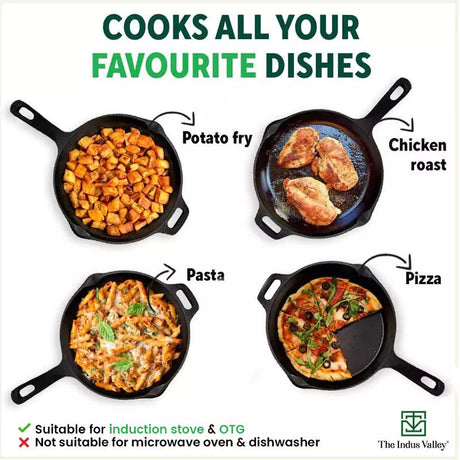 CASTrong Cast Iron Fry Pan/Skillet, Glass Lid, Pre - seasoned, Natural Nonstick, 100% Pure, Induction, 20.3cm, 0.9L, 2.3kg - Vamzn#