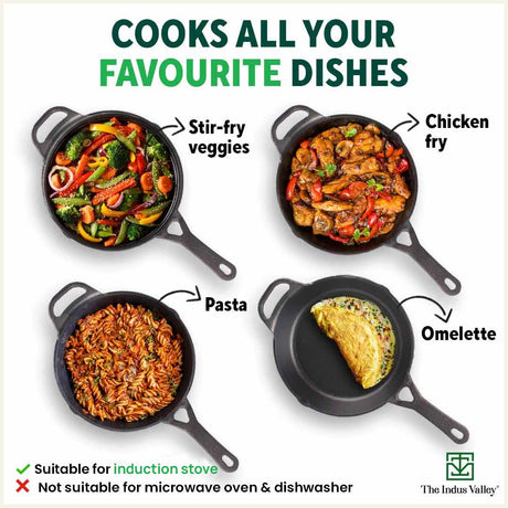 CASTrong Cast Iron Fry Pan/Skillet, Pre - seasoned, Natural Nonstick, 100% Pure, Toxin - free, Induction, 20.3cm, 0.9L, 1.6kg - Vamzn#