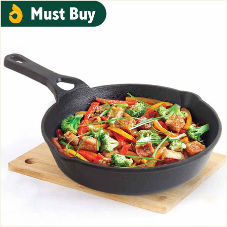 CASTrong Cast Iron Fry Pan/Skillet, Pre - seasoned, Natural Nonstick, 100% Pure, Toxin - free, Induction, 20.3cm, 0.9L, 1.6kg - Vamzn#