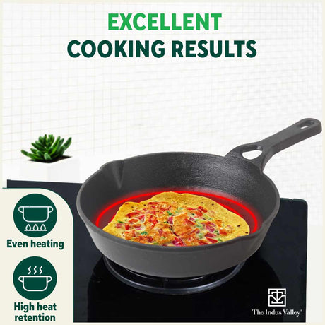 CASTrong Cast Iron Fry Pan/Skillet, Pre - seasoned, Natural Nonstick, 100% Pure, Toxin - free, Induction, 20.3cm, 0.9L, 1.6kg - Vamzn#