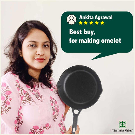 CASTrong Cast Iron Fry Pan/Skillet, Pre - seasoned, Natural Nonstick, 100% Pure, Toxin - free, Induction, 20.3cm, 0.9L, 1.6kg - Vamzn#