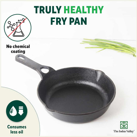 CASTrong Cast Iron Fry Pan/Skillet, Pre - seasoned, Natural Nonstick, 100% Pure, Toxin - free, Induction, 20.3cm, 0.9L, 1.6kg - Vamzn#