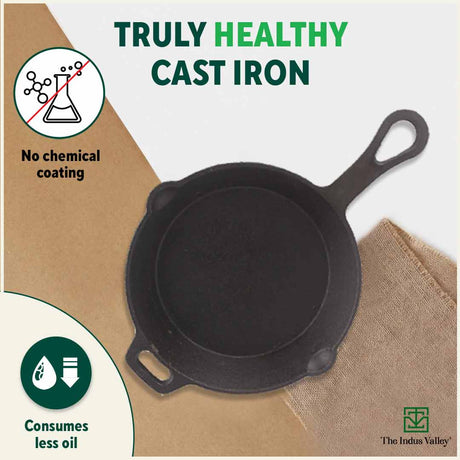 CASTrong Cast Iron Fry Pan/Skillet,Pre - seasoned, Nonstick, 100% Pure, Toxin - free, Induction, 23cm, 1.4L, 2.4kg - Vamzn#