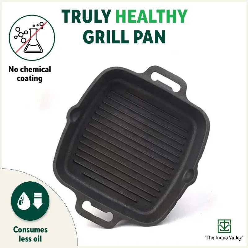 CASTrong Cast Iron Grill Pan, 2 Handles, Pre - seasoned, 100% Pure, Toxin - free, Induction, 33.6cm ,3.4 kg - Vamzn#