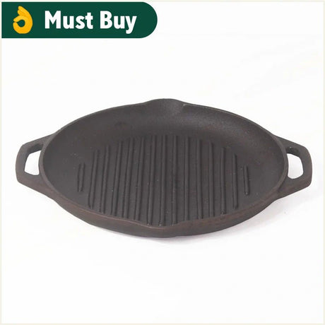 CASTrong Cast Iron Grill Pan, Round,Pre - seasoned, 100% Pure, Toxin - free, Induction, 27cm, 2.1kg - Vamzn#