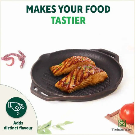 CASTrong Cast Iron Grill Pan, Round,Pre - seasoned, 100% Pure, Toxin - free, Induction, 27cm, 2.1kg - Vamzn#