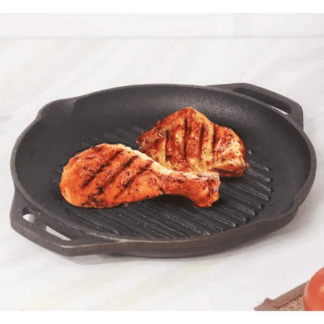 CASTrong Cast Iron Grill Pan, Round,Pre - seasoned, 100% Pure, Toxin - free, Induction, 27cm, 2.1kg - Vamzn#