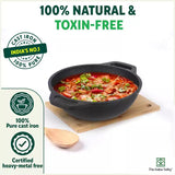 CASTrong Cast Iron Kadai, Flat Handle,Pre - seasoned, Nonstick, 100% Pure, Toxin - free, 20.5/25.6cm, 1.4L/2.4L, 1.8kg/2.5kg - Vamzn#