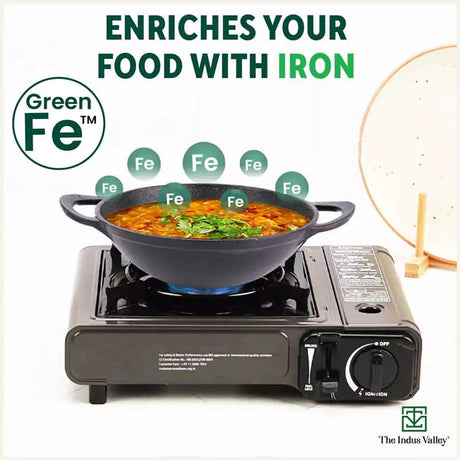 CASTrong Cast Iron Kadai+ Free ₹110 Spatula, Pre - seasoned, Nonstick, 100% Pure, Toxin - free, 25.2cm, 2.2L, 2.37kg - Vamzn#