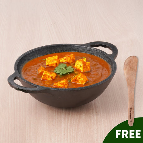 CASTrong Cast Iron Kadai+ Free ₹110 Spatula, Pre - seasoned, Nonstick, 100% Pure, Toxin - free, 25.2cm, 2.2L, 2.37kg - Vamzn#