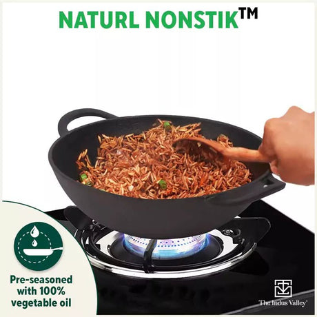 CASTrong Cast Iron Kadai, Pre - seasoned, Nonstick, 100% Pure, Toxin - free, 27cm, 2.5L, 2.5kg - Vamzn#