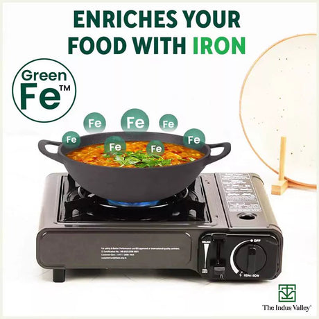 CASTrong Cast Iron Kadai, Pre - seasoned, Nonstick, 100% Pure, Toxin - free, 27cm, 2.5L, 2.5kg - Vamzn#