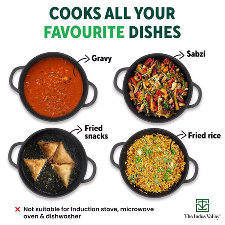 CASTrong Cast Iron Kadai, Pre - seasoned, Nonstick, 100% Pure, Toxin - free, 27cm, 2.5L, 2.5kg - Vamzn#