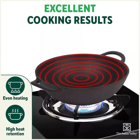 CASTrong Cast Iron Kadai, Pre - seasoned, Nonstick, 100% Pure, Toxin - free, 27cm, 2.5L, 2.5kg - Vamzn#